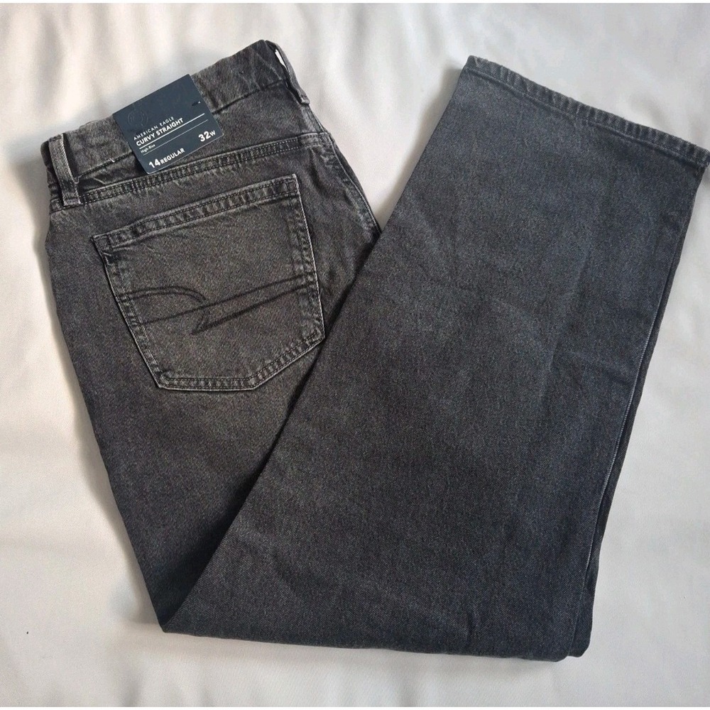 American Eagle Curvy Straight Women's High Rise Black Size 14 Reg‎